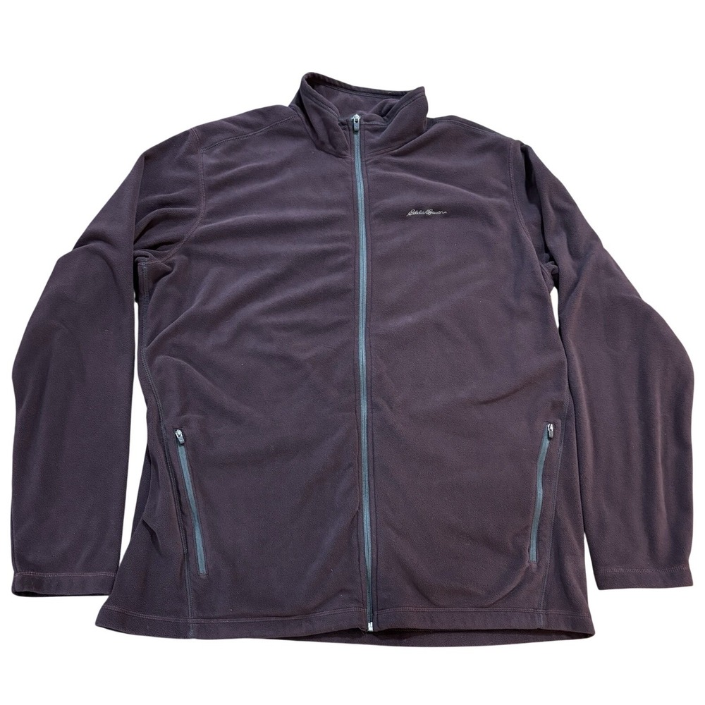 EDDIE BAUER Full Zip Fleece Jacket Mens Tall XLT Purple Soft Outdoor Layer‎